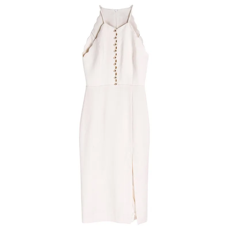 Женское платье без рукавов TWOTWINSTYLE летнее однотонное с высокой талией и разрезом