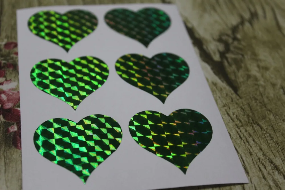 3 8 см зеленая голограмма Любовь Сердце стикер | Дом и сад