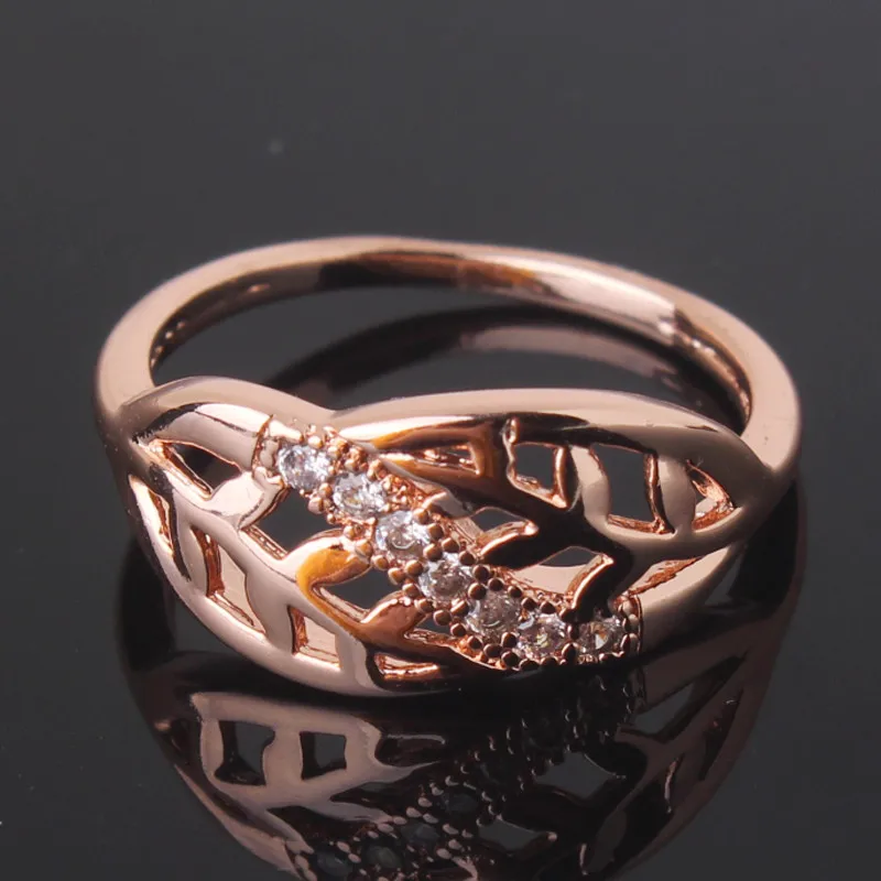 BUDONG Trendy Rings Rose Gold Color Wedding for Women Cubic Zirconia CZ Vintage Lady Party Jewelry Bijoux XUA090 | Украшения и