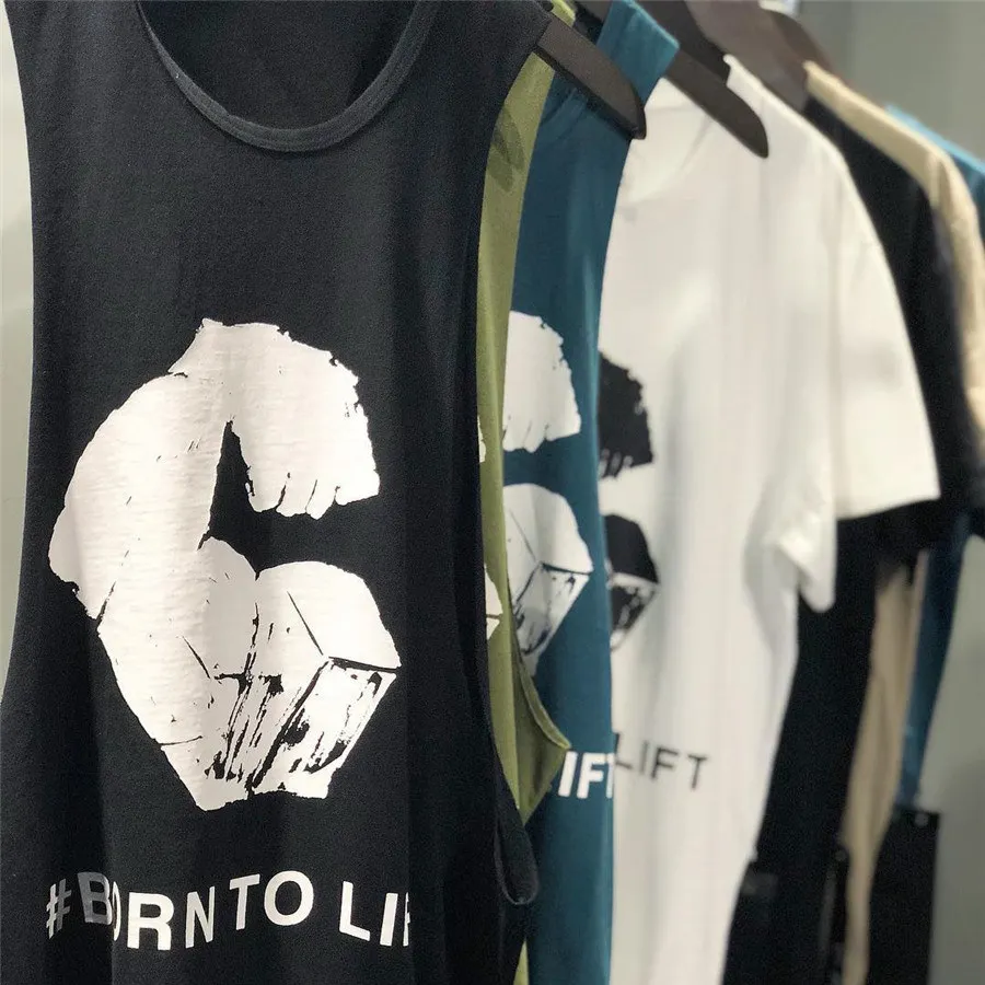 Мужская майка для бодибилдинга тренировок фитнеса хлопковая рубашка без рукавов