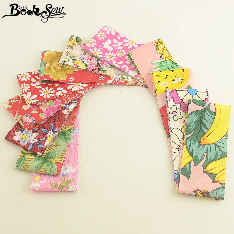 Booksew хлопок поплин Ткань розовый и красный желе рулонов полосы 12 шт./лот 5 см x 50 см Вышивание ткани стеганой отделкой ремесло куклы лоскутное
