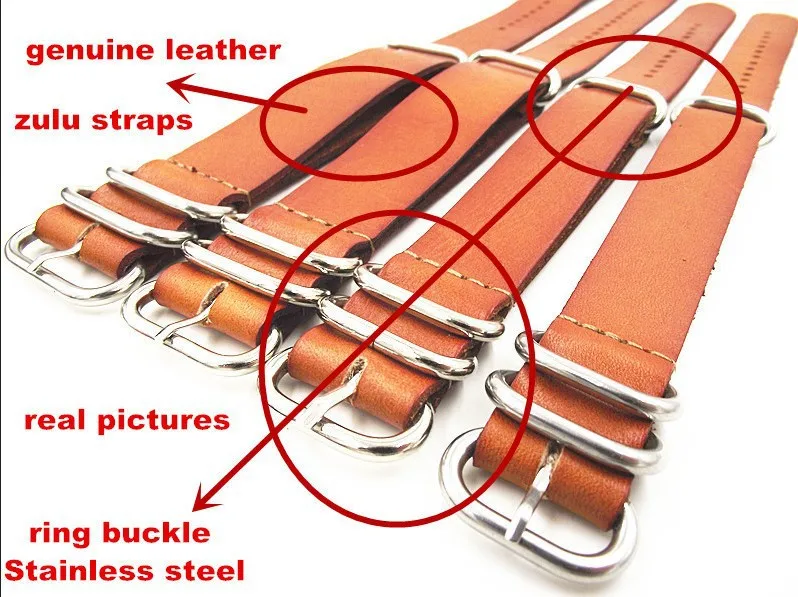Высококачественный ремешок zulu straps-1PCS 20 мм из натуральной кожи для наручных часов