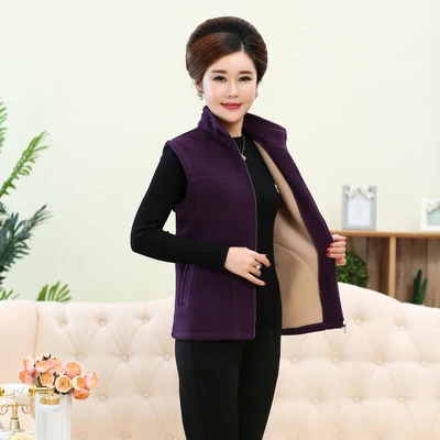 Dark purple Весна Осень женщин среднего возраста теплый жилет куртка Тонкий без рукавов Верхняя одежда свободный большой размер женский жилет Повседневные топы 5XL - Цвет: Dark purple