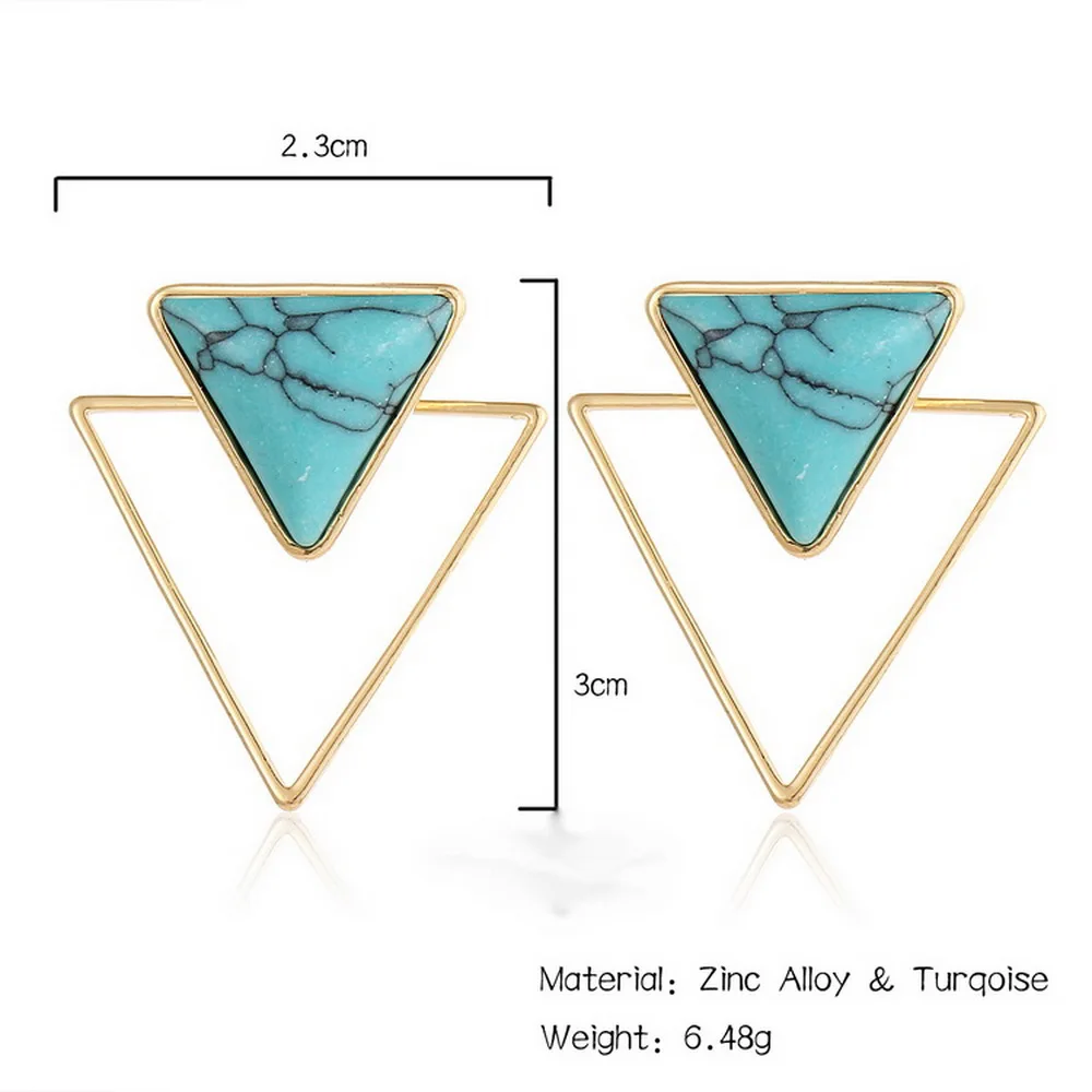 IF ME мраморный камень шпильки геометрической формы серьги для женщин золотой цвет