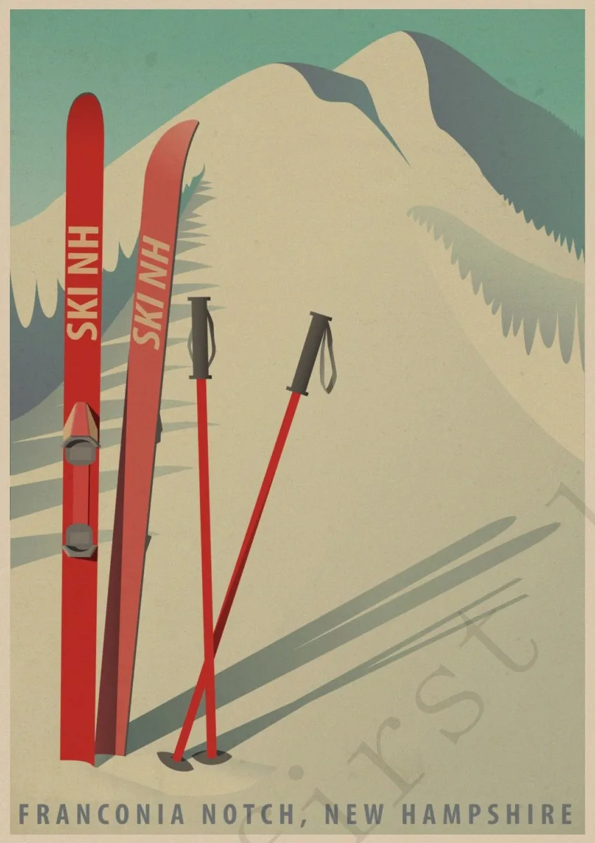 Лыжный Отдых в Норвегии катание на лыжах путешествия ВИНТАЖНЫЙ ПЛАКАТ из крафт