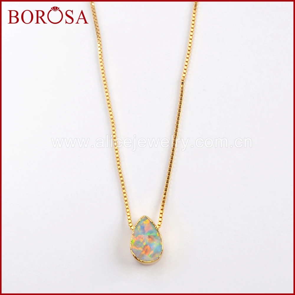 

Ожерелье из японских опаловых бусин BOROSA 5/10 шт. 7x10 мм в форме слезы ожерелье золотого цвета ручной работы белые/Искусственные ожерелья ювели...