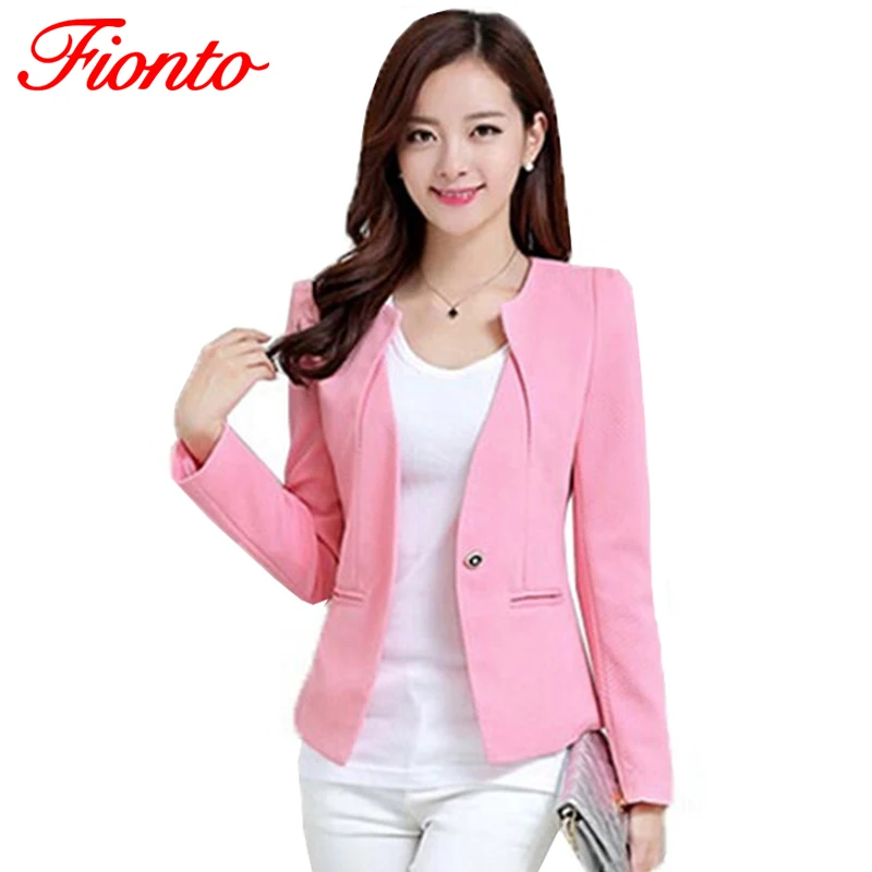 Женский приталенный Блейзер FIONTO весеннее пальто повседневный офисный пиджак с