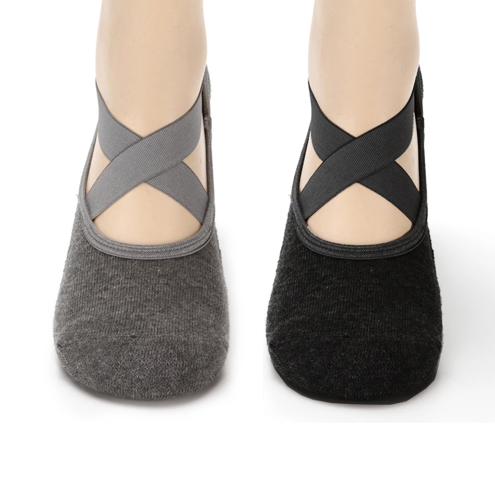 

Cotton Anti-slip Socks Cross Shock Terry Bottom Socks Bandage Sports Ladies Ventilation Pilates Ballet Dance Socks
