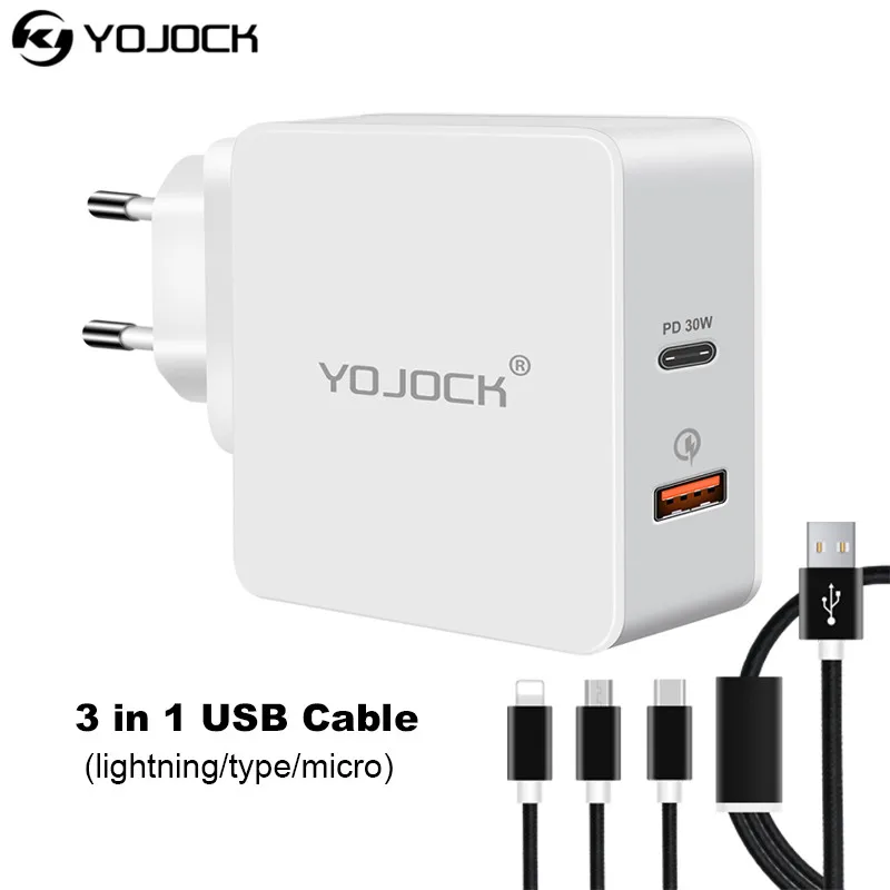 Сетевое зарядное устройство USB Type C 48 Вт адаптер питания с источником зарядка QC3.0