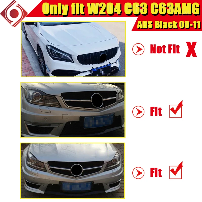Подходит только для W204 C63 C63AMG ABS Черная Спортивная Передняя решетка гриля C class C180