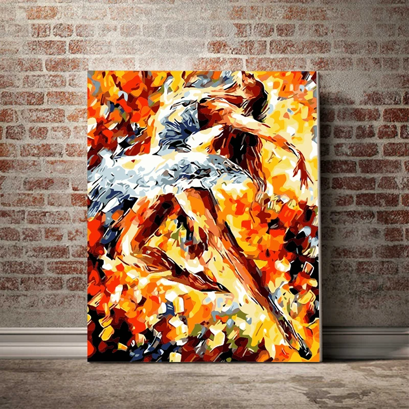 

Балетные танцы rs разноцветные красочные с одной ногой вращающиеся прыжки танцы декоративная живопись абстрактная живопись DIY Цифровая жив...