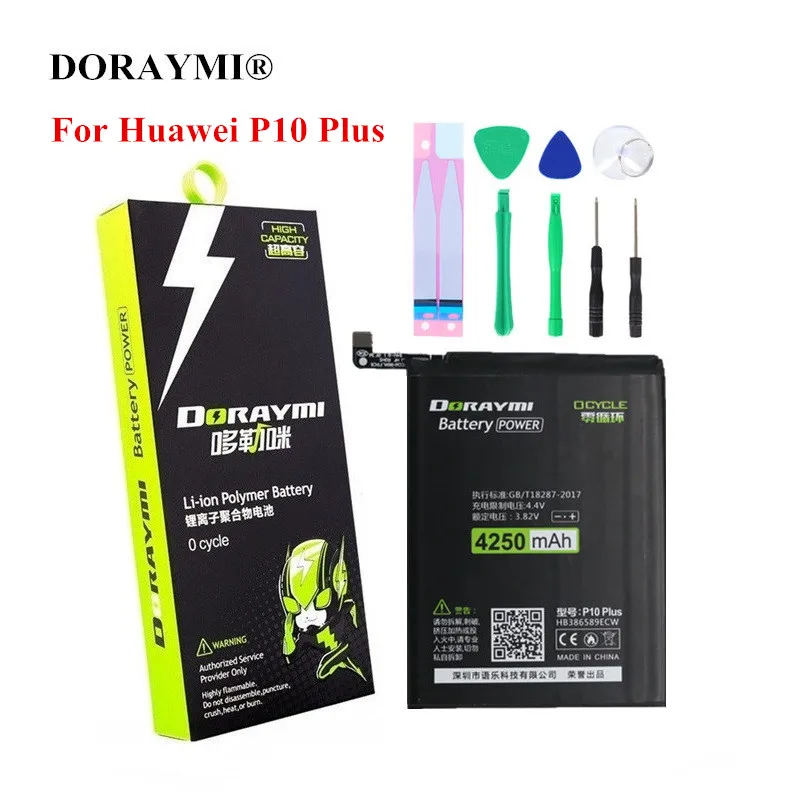 Аккумулятор DORAYMI HB386589ECW 4250 мАч для Huawei P10 Plus сменные батареи сотового телефона
