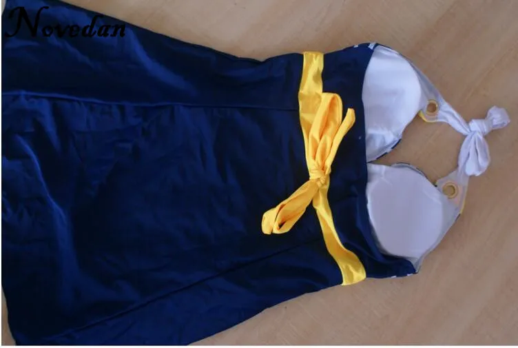 Новинка 2017 слитный купальник летнее женское платье в синюю полоску Холтер