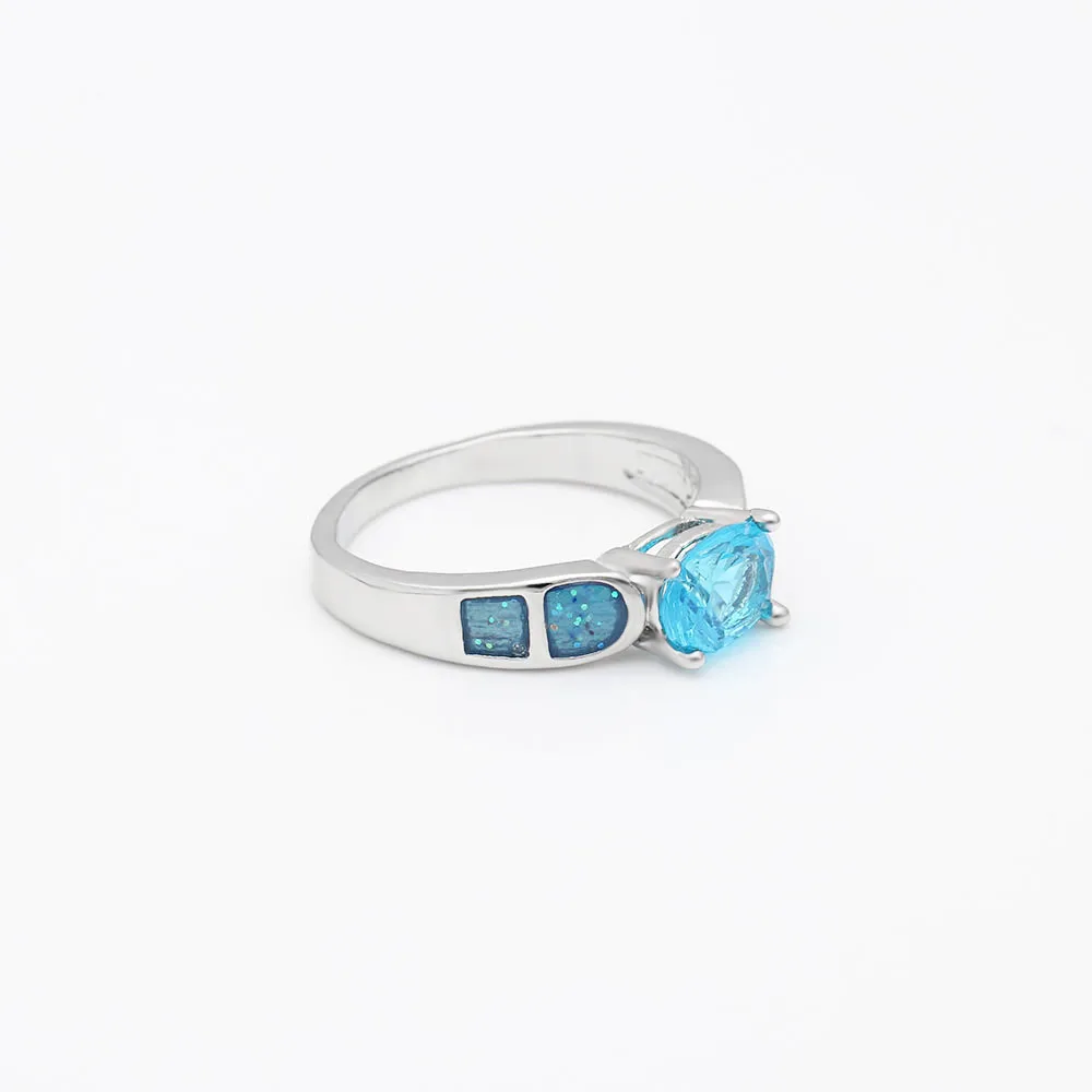Hainon Blue Opal Ring For Women Fashion Jewelry 2018 New Design Silver Color round Finger Party And Lady's Gifts | Украшения и