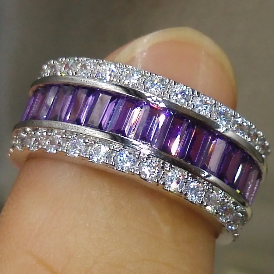 Женское кольцо из серебра 2018 пробы с фианитом|princess cut|wide ring925 sterling silver |