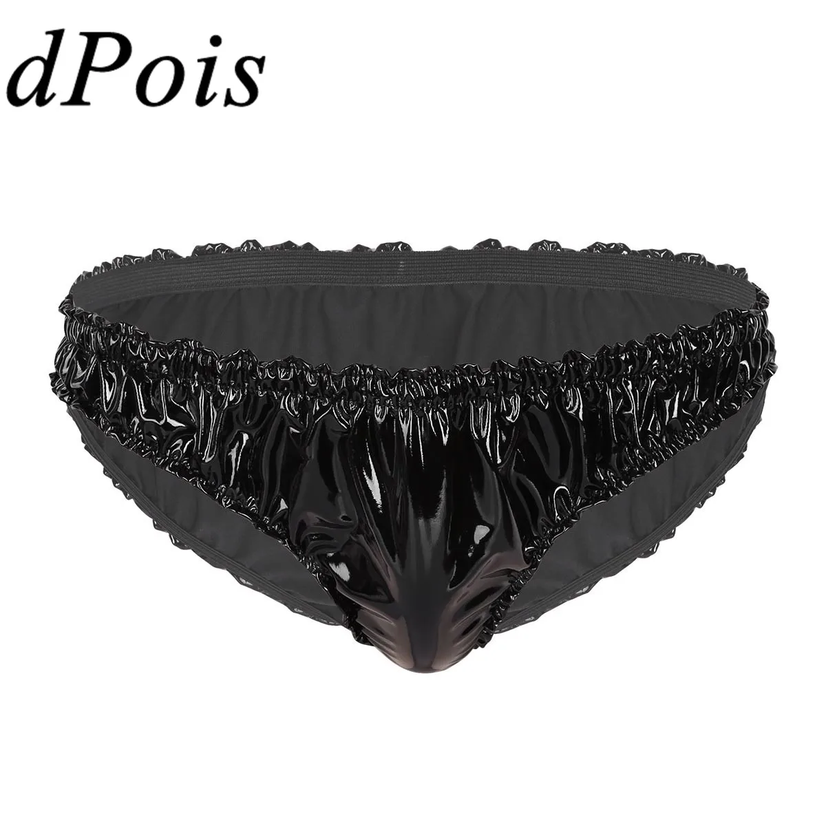 

Mens Wet look Patent Leather Lingerie Bikini Briefs Underwear Male High Cut Male Hommes Sissy Low Rise Panties Mens Underpants