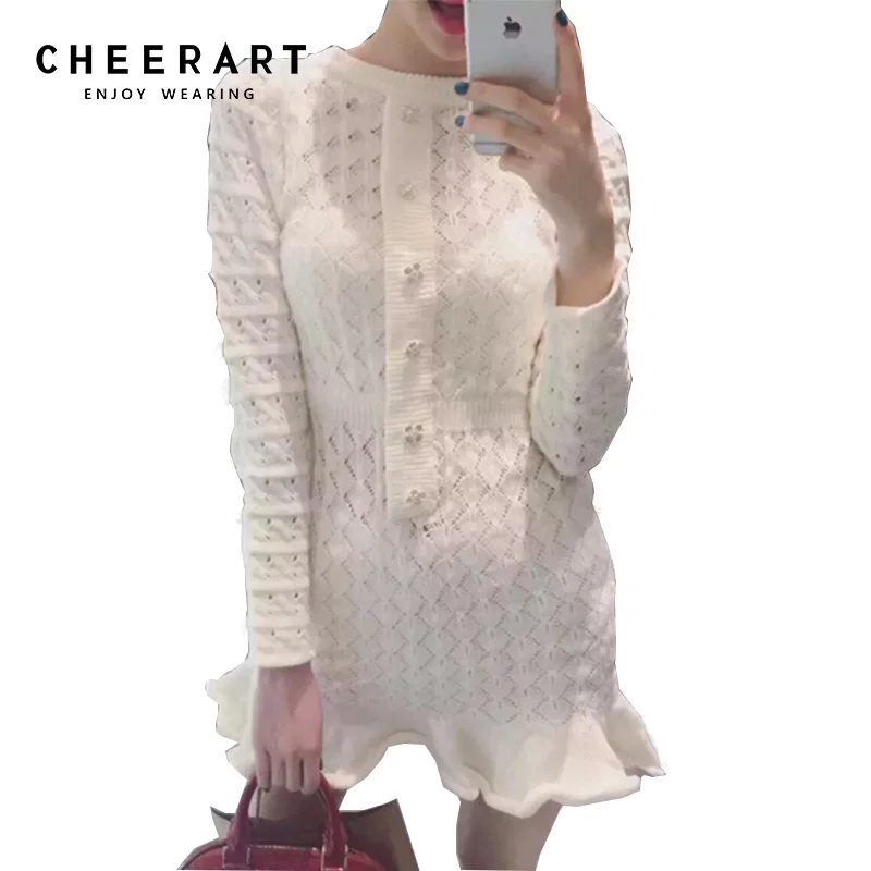 Женское трикотажное платье свитер Cheerart облегающее Русалка с оборками и