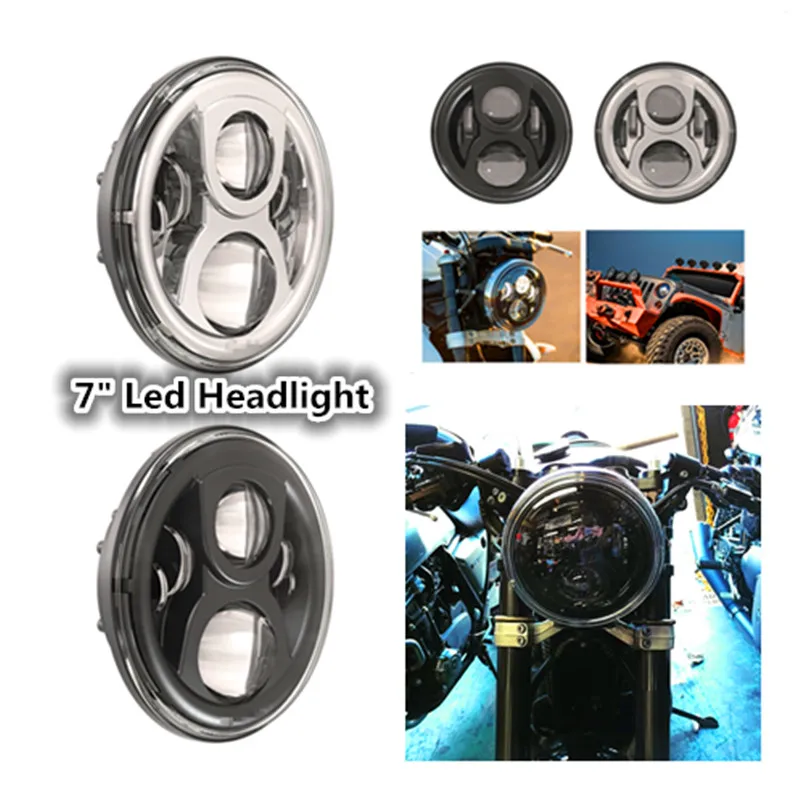 Высококачественные светодиодные гало фары комплект 7 дюймов передняя фара H4