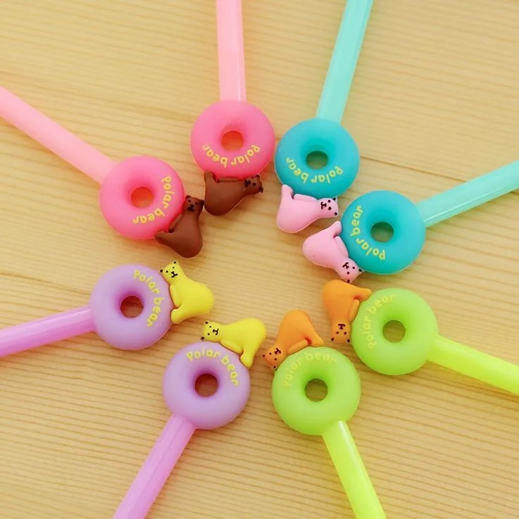 

40pcs/lot 0.38mm Cute Donuts Polar Bear design gel pen black ink funny gift office school supplies 0.38mm