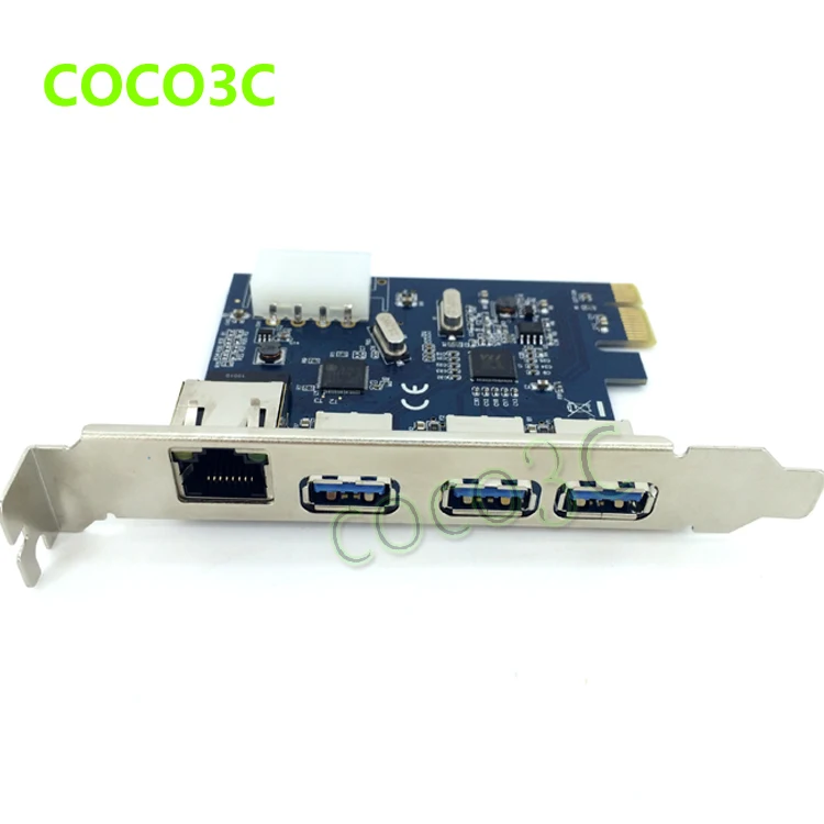 PCI e к внешним 3 портам USB 0 + RJ45 Gigabit Ethernet Сетевая карта USB3.0 1000 м LAN Combo express карта|card