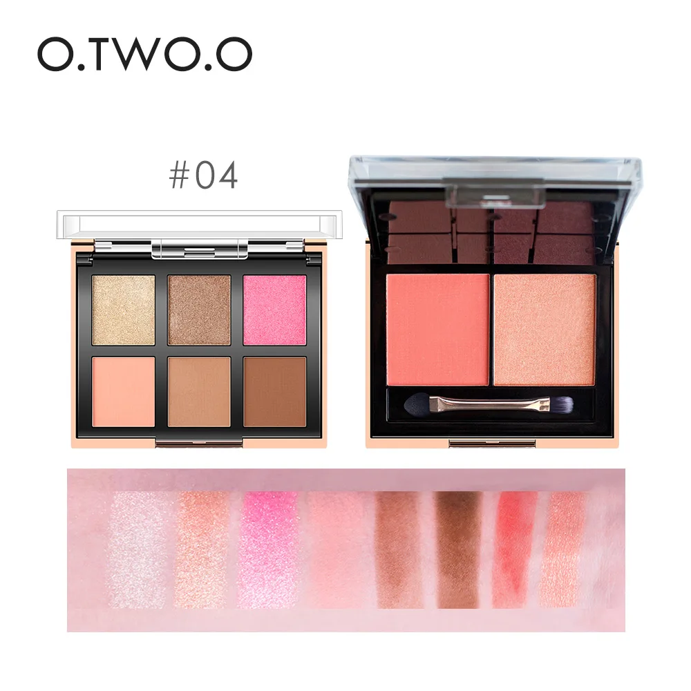 O. TWO. O 2 слоя 6 цветов матовые тени для век Палитра+ 2 цвета румяна хайлайтер Румяна для лица Контур Макияж TSLM2