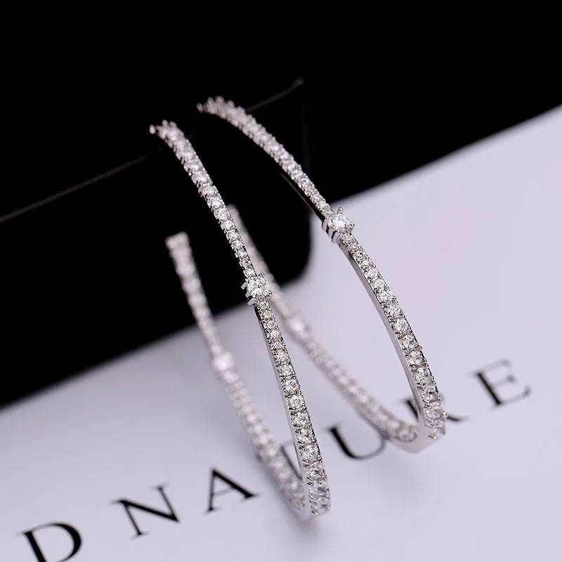 Silver Color Bamos большие серьги-кольца золотого/серебряного цвета для женщин, большие круглые серьги, 925 пробы серебряные свадебные ювелирные изделия, вечерние аксессуары - Окраска металла: Silver Color