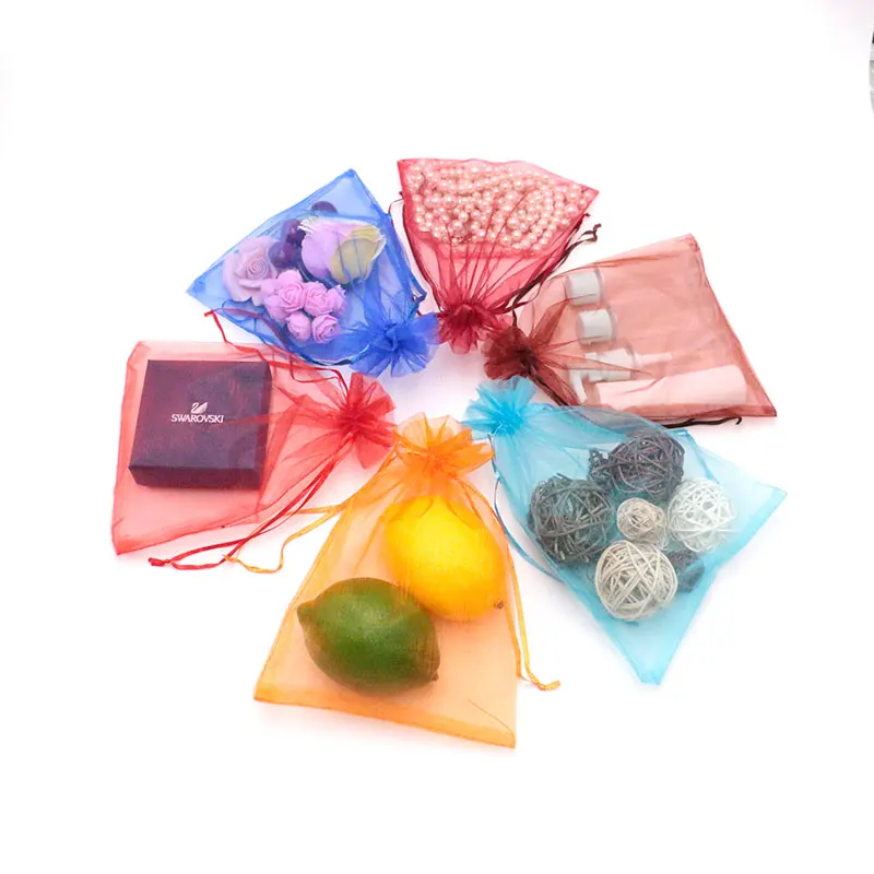 Dark Blue Gift Packing Bags Jewelry Display Organza Bags Fabric Packaging Necklace Display Drawstring Pouch 17x23cm