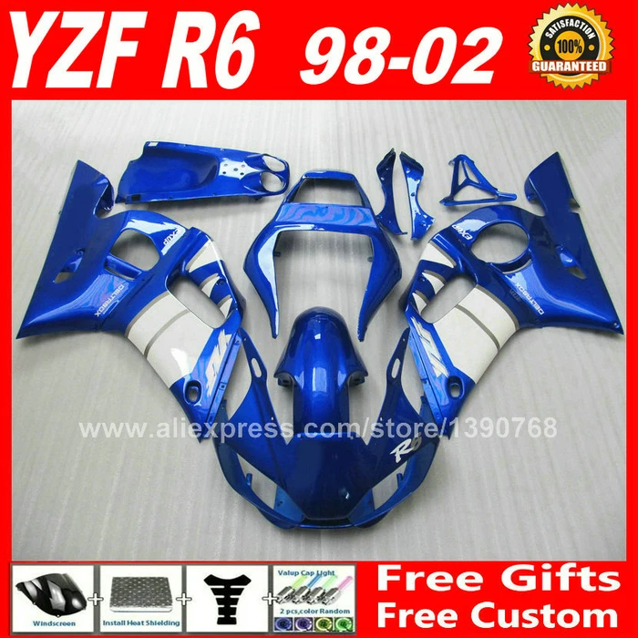Custom paint for YAMAHA R6 fairings kit 1998 - 2002 YZFR6 1999 2000 2001 bodywork parts yzf-r6 98 99 00 01 02 fairing kits S4X4
