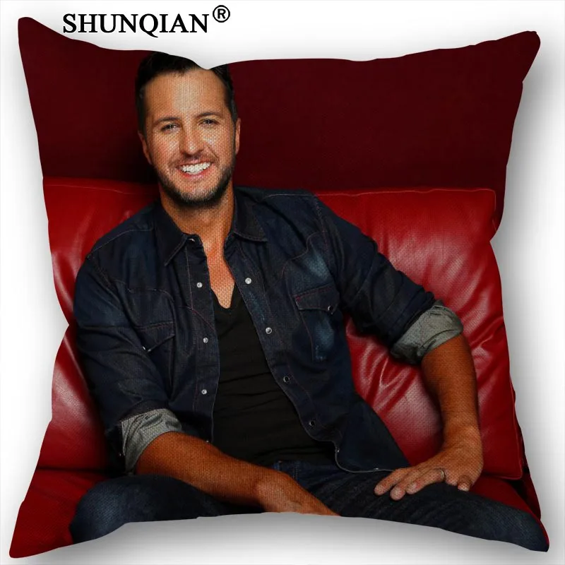 

Custom luke bryan Cotton Linen Square Pillowcase Decorative Pillow Cases Cover Zippered 45x45cm one side