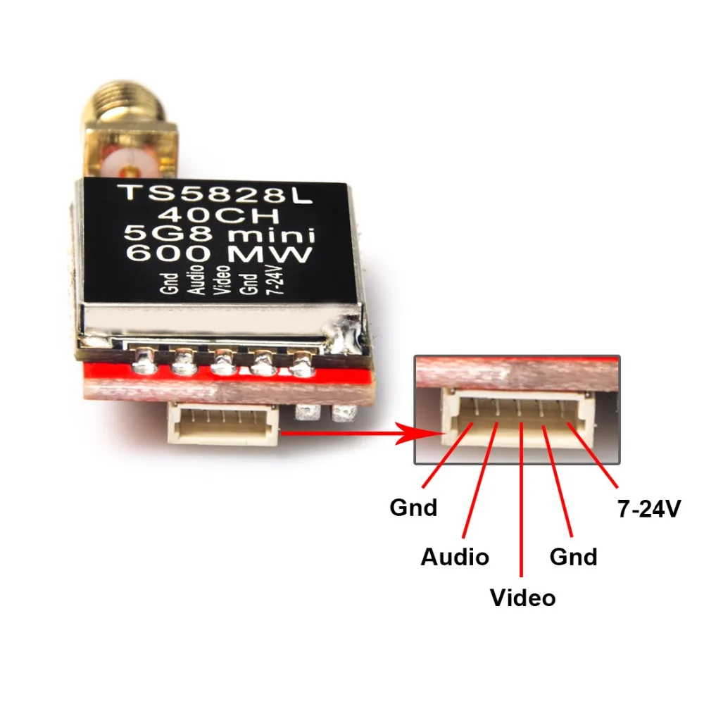 АКК FPV TS5828L/KC25/CA40 5 8G 600MW 40Ch Мини AV Передатчик для мультикоптера|av transmitter|mini transmitter600mw