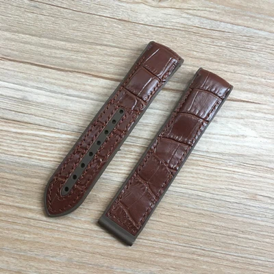 Brown 2 no buckle 20 мм 22 мм темно-синий черный коричневый резиновый ремешок с кожаным ремешком для часов OMEGA Planet Ocean Seamaster 300 Speedmaster браслет - Цвет ремешка: Brown 2 no buckle