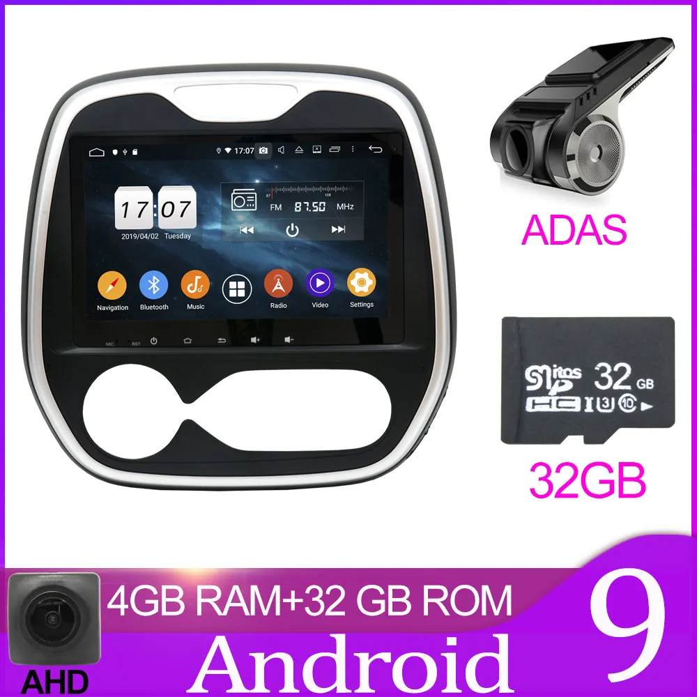AT 32GB With ADAS Owtosin автомобильный Радио мультимедийный видео плеер навигация gps Android 9,0 для Renault Captur 2013- автомобиль 4 Гб ram 32 Гб rom - Цвет: AT 32GB With ADAS