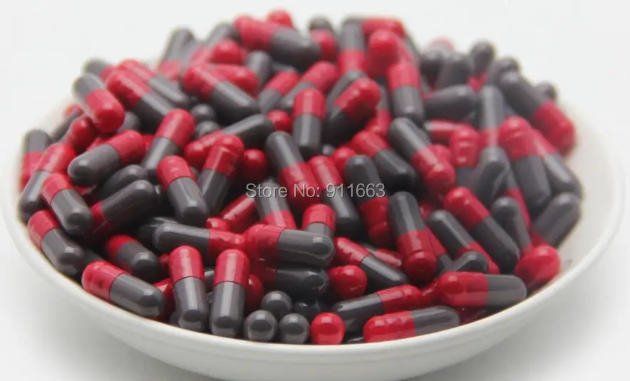 

4# 2,000pcs, red-grey colored capsules/gelatin empty capsules sizes 4, closed or seperated capsules available!