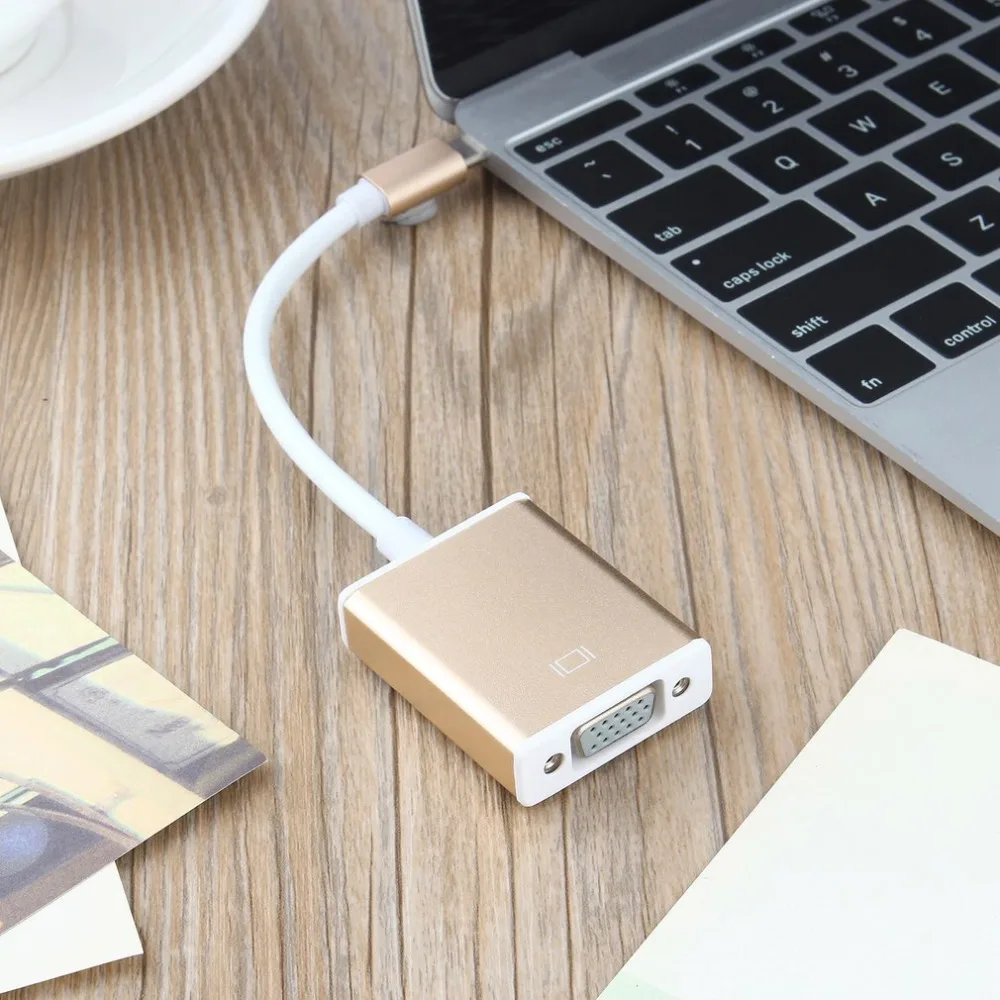 Тип C USB3.1 to VGA Adapter USB-C разъем Золотой цифровой концентратор с алюминиевым корпусом