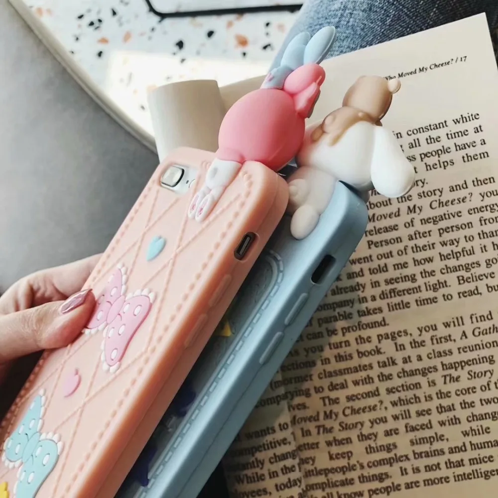 Милый мультяшный 3D чехол для телефона ORYKSZ с мелодией ремешком на руку iPhone 6 6s 7 8 Plus