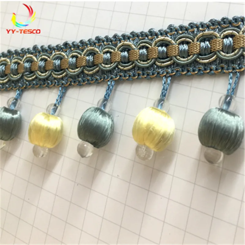 

10 Yard/Lot Curtain Lace Trim Tassel Fringe DIY Beads Ball Sofa Tablecloth Lace Accessories Hanging Binding Sewing DIY