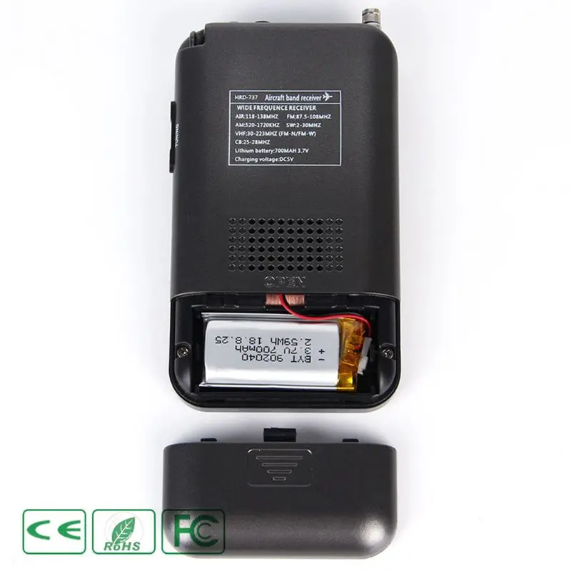 HRD-737 Digital LCD Display Full Band Radio Portable FM/AM/SW/CB/Air/VHF World Band Stereo Receiver Radio with Alarm Clock