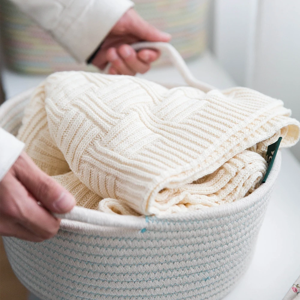 1 шт. креативная плетеная корзина из хлопчатобумажной нити ручной работы корзины
