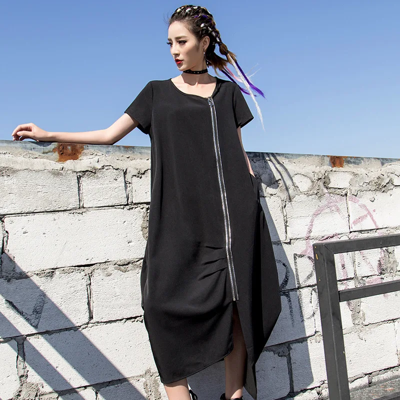 Черный Max LuLu Summer Fashion Korean Style Ladies Sexy Black Clothes Womens Elegant Zipper Long Dresses Casual Vestidos Plus Size - Цвет: Черный