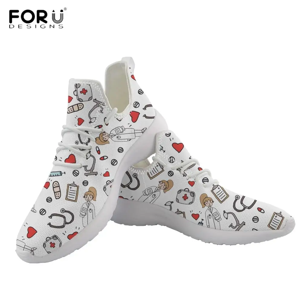 FORUDESIGNS/Высококачественная женская обувь на плоской подошве с рисунком медсестры