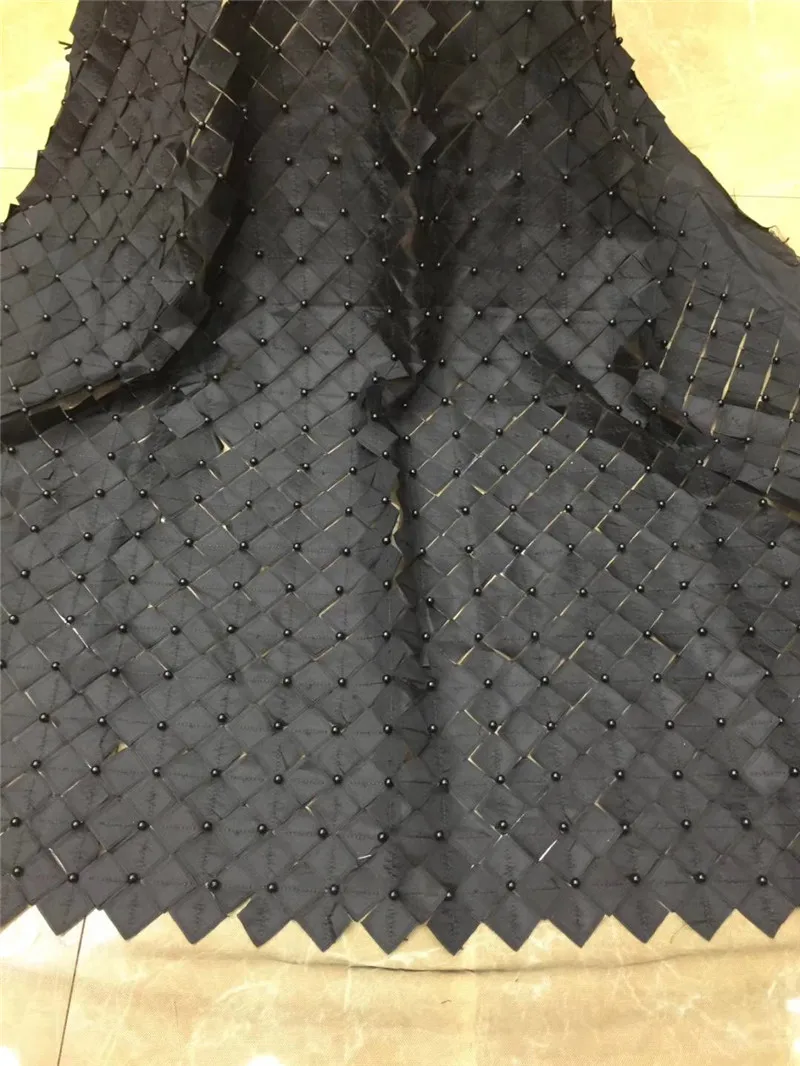 Good looking embroiderd lace fabric H-122432 with beads beautiful Nigerian sequins for party dress | Дом и сад