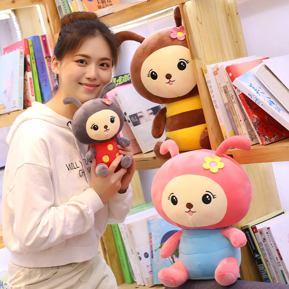 1 шт. Новинка 25 ~ 40 см Kawaii Honeybee плюшевые игрушки милая Пчелка с крыльями мягкие
