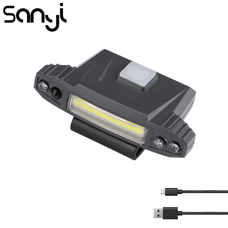 

SANYI USB Rechargeable Hat Clip Light for Camping Running Portable Lantern Head Lamp 4 Modes LED COB Linterna