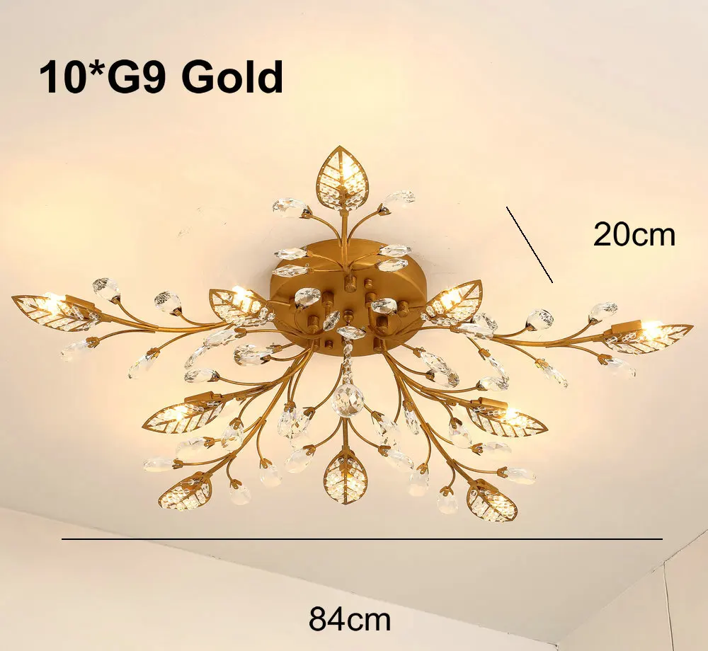 10 light gold Современный светодиодный потолочный светильник K9 с заподлицо для дома, золотой и черный цвета, люстра для гостиной, спальни, кухни - Цвет корпуса: 10 light gold