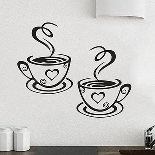 

Home Kitchen Restaurant Cafe Tea Wall Sticker Coffee Cups Sticker Wall Decor