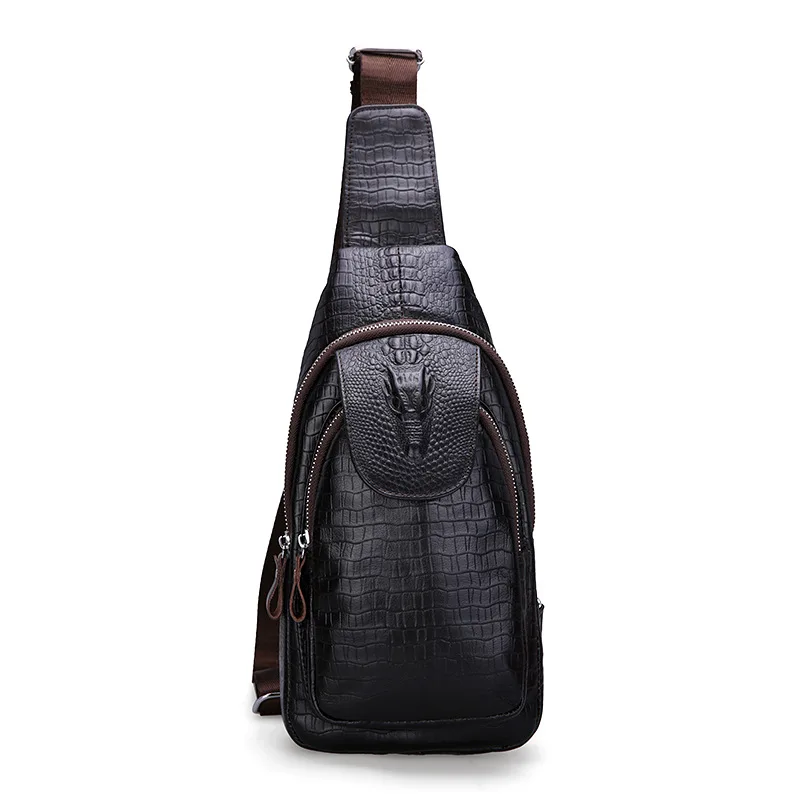 Мужская нагрудная сумка из натуральной кожи саквояж кросс боди воловьей