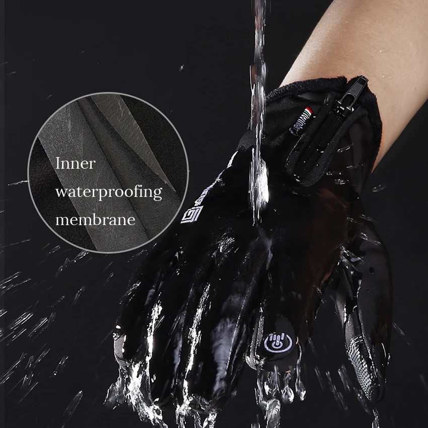 Мужские и женские зимние велосипедные перчатки для сенсорных экранов теплые