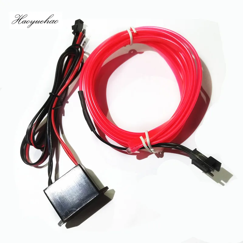 

Haoyuehao 3M Blue flexible Auto Car Interior LED EL Wire Rope Tube Line neon light glow salon flat strip Pathway Lighting 12V