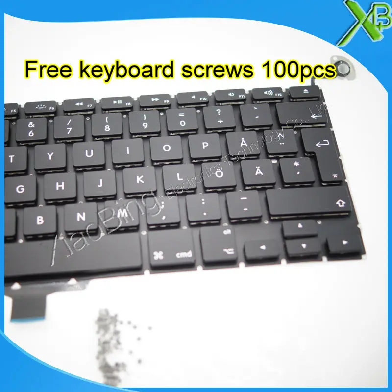5 шт. Совершенно новая шведская клавиатура для MacBook Pro 13 3 дюйма A1278 SE + винты