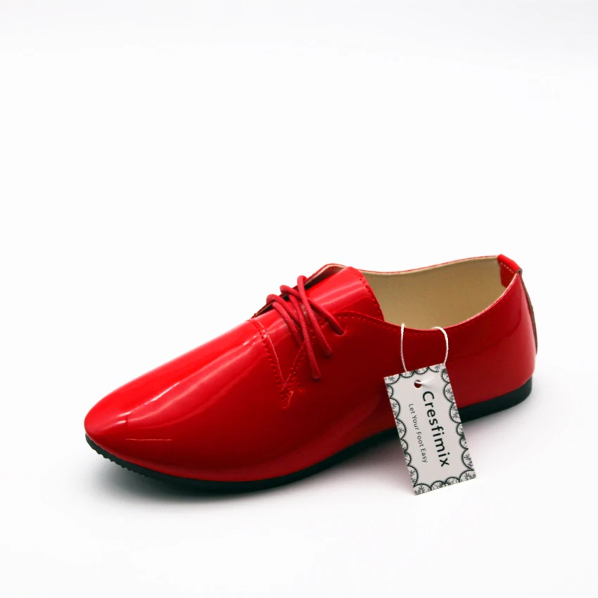 Cresfimix zapatos de mujer women cute comfortable pu leather lace up flat shoes lady spring &amp autumn cool a686 | Обувь